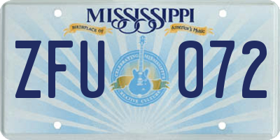 MS license plate ZFU072