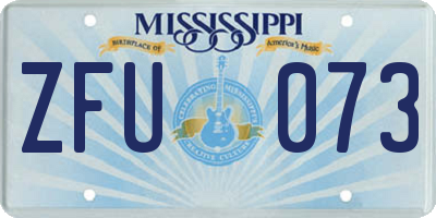 MS license plate ZFU073