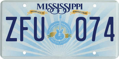 MS license plate ZFU074