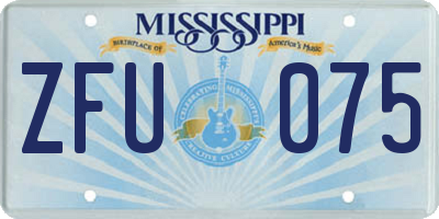 MS license plate ZFU075
