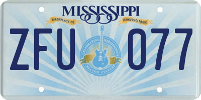 MS license plate ZFU077