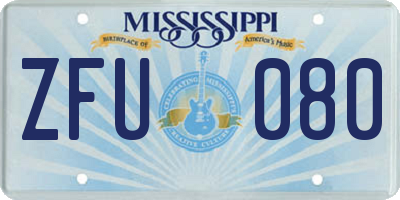 MS license plate ZFU080