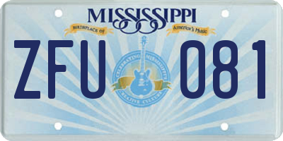 MS license plate ZFU081