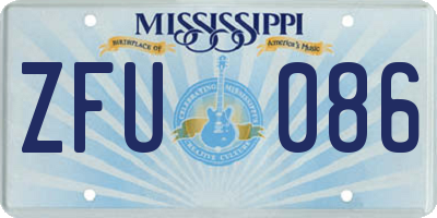 MS license plate ZFU086