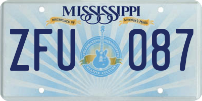 MS license plate ZFU087