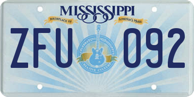 MS license plate ZFU092