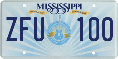 MS license plate ZFU100