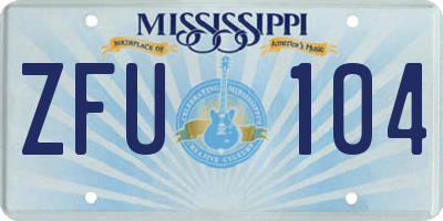 MS license plate ZFU104