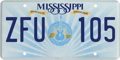 MS license plate ZFU105