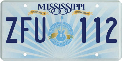 MS license plate ZFU112