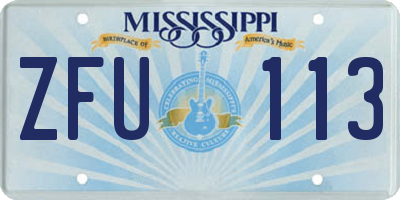 MS license plate ZFU113