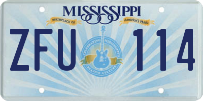 MS license plate ZFU114