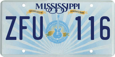 MS license plate ZFU116