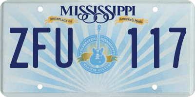MS license plate ZFU117