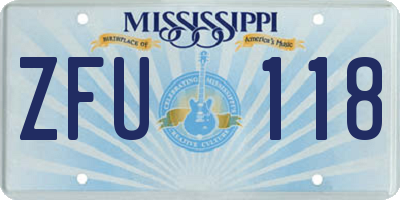 MS license plate ZFU118