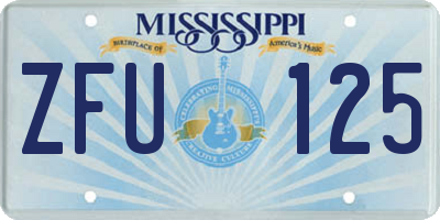 MS license plate ZFU125