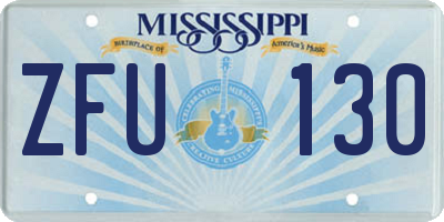 MS license plate ZFU130