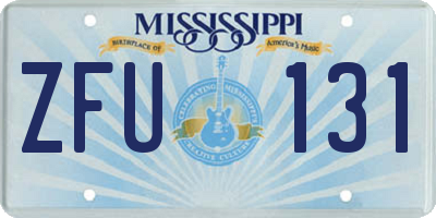 MS license plate ZFU131