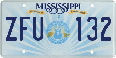 MS license plate ZFU132