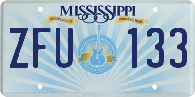 MS license plate ZFU133