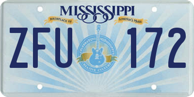 MS license plate ZFU172