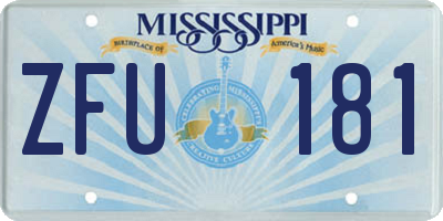 MS license plate ZFU181