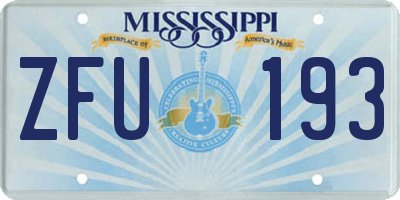 MS license plate ZFU193