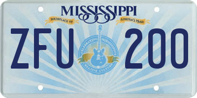 MS license plate ZFU200