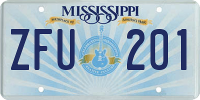 MS license plate ZFU201
