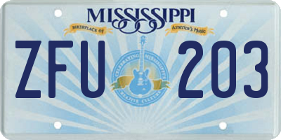 MS license plate ZFU203