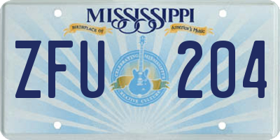 MS license plate ZFU204