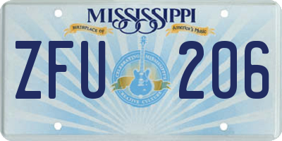MS license plate ZFU206