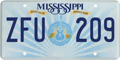 MS license plate ZFU209