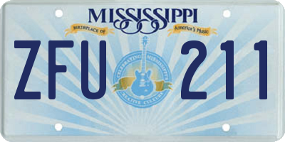 MS license plate ZFU211
