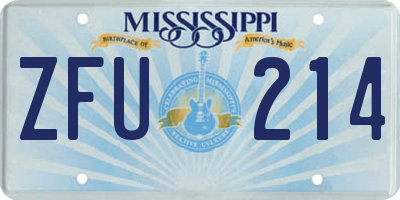 MS license plate ZFU214