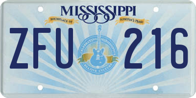MS license plate ZFU216