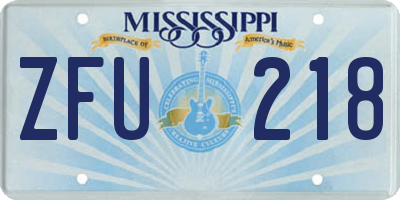 MS license plate ZFU218