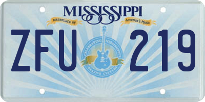 MS license plate ZFU219