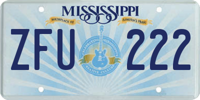 MS license plate ZFU222