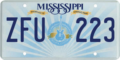 MS license plate ZFU223