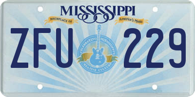MS license plate ZFU229