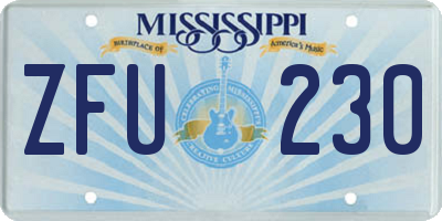 MS license plate ZFU230
