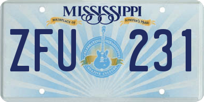 MS license plate ZFU231