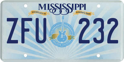 MS license plate ZFU232