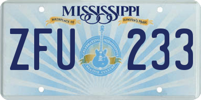 MS license plate ZFU233