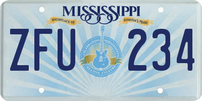 MS license plate ZFU234