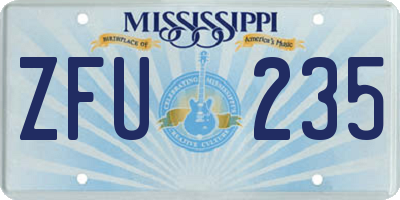 MS license plate ZFU235