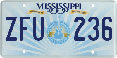 MS license plate ZFU236