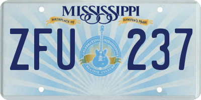 MS license plate ZFU237