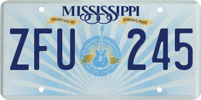 MS license plate ZFU245